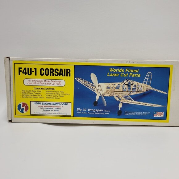 CORSAIR F4U-1 Laser Cut Airplane KIT 30" Wingspan Rubber Powered Herr Engineerin - Picture 2 of 13